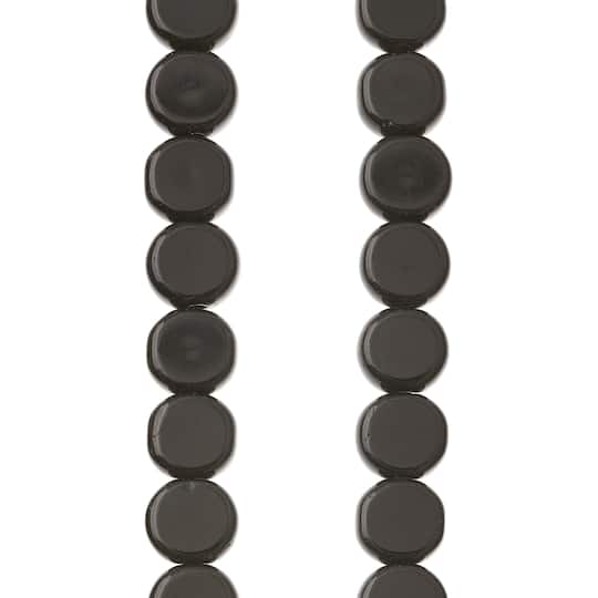 Jet Black Coin Glass Beads, 10mm by Bead Landing&#x2122;